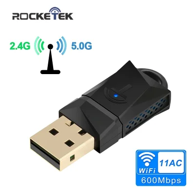Rocketek 600Mbps Dual Band Wireless USB WiFi adapter RTL8188CU Wi-Fi Ethernet Receiver Dongle 2.4G 5GHZ for Pc Windows Wi Fi