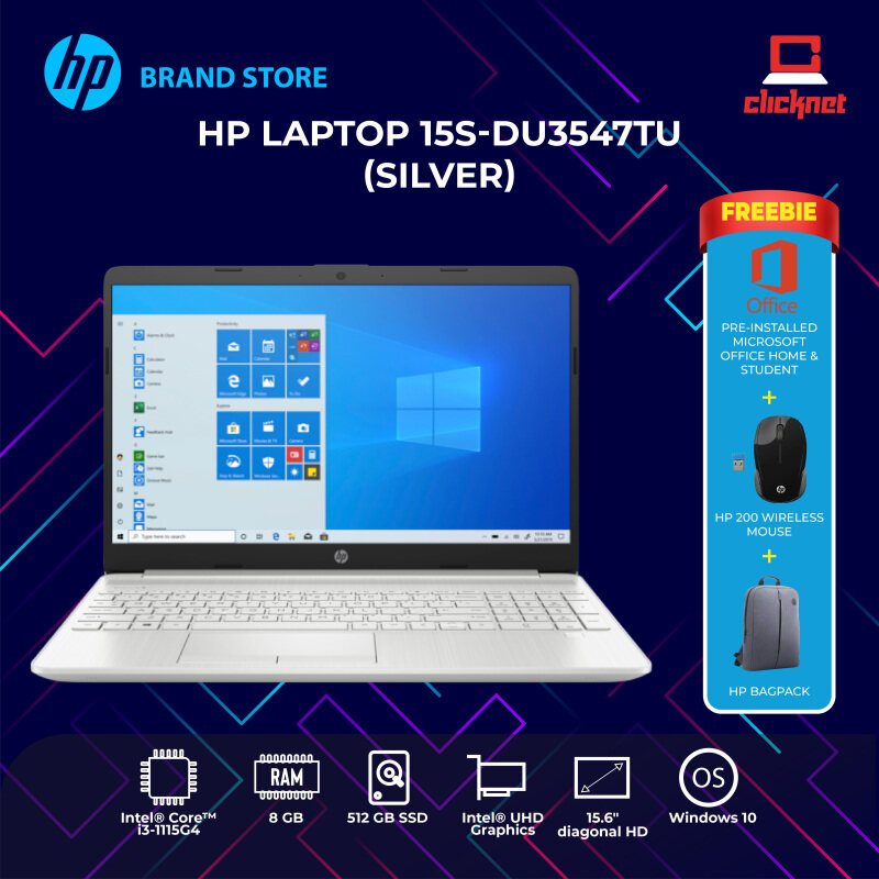 HP Laptop 15s-du3547TU (Intel Core I3-1115G4 ,8GB, 512GB SSD, 15.6HD, Win 10,H&S ,2 Years) Malaysia