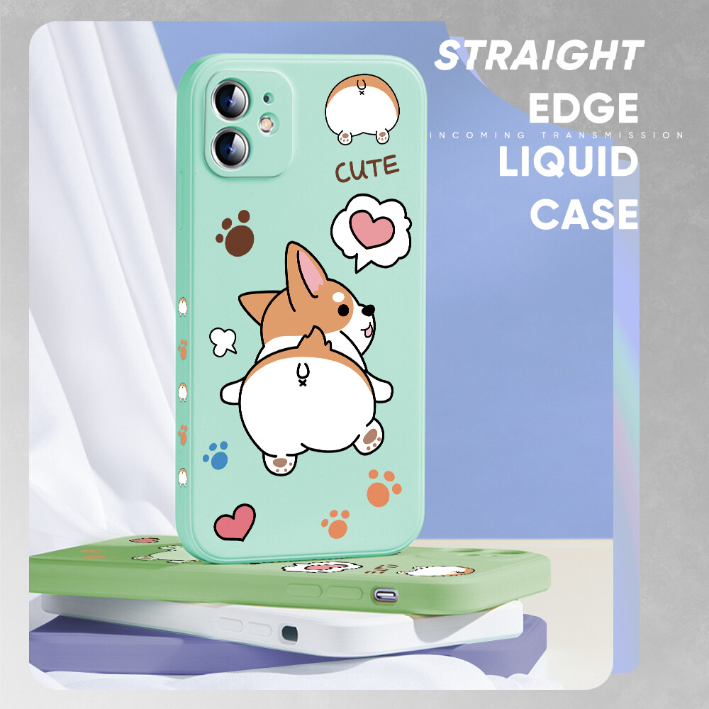 UCUC Phone Case For Samsung Galaxy Note 10 Lite Note 10 Plus+Note10 Case For Boys Design Phone Case Cartoon Corgi Dog Square Edge Pattern Liquid Silicone Casing Full Cover Camera Case