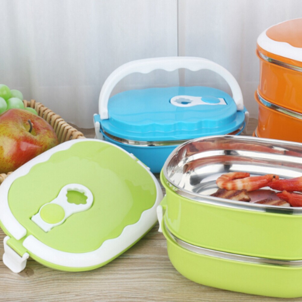 Terylin 1/2 Layer Rectangle Stainless Steel Thermal Lunch Box Food Storage Container