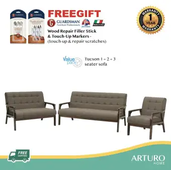 Arturo Tyson 1 2 3 Seater Sofa Set Solid Wood Black