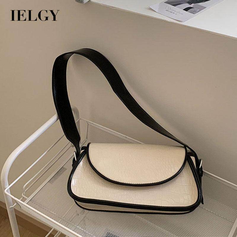 IELGY small ck messenger bag tide shoulder bag Female bag retro color matching Korean version crocodile pattern all-match small square bag