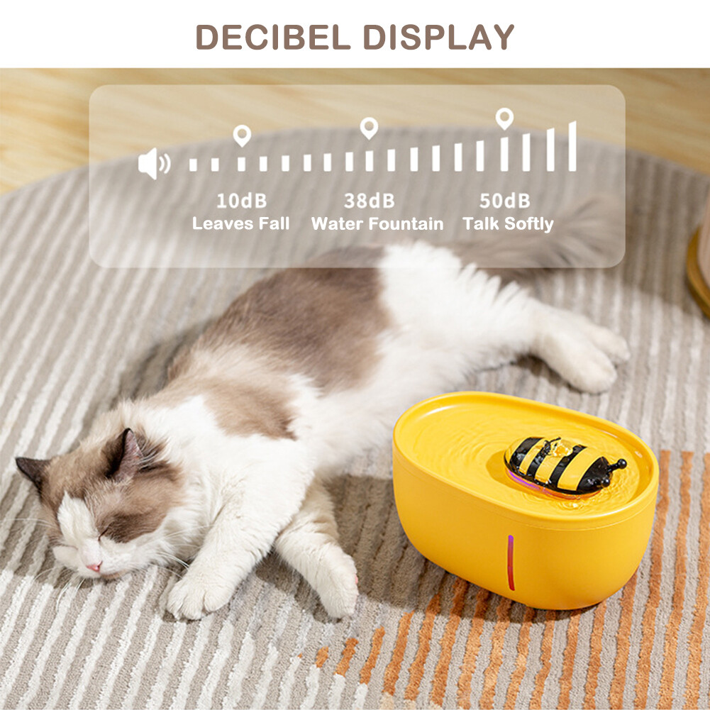 Bee Shape Cat Automatic Water Fountain 2L USB Electric Mute Cat Drinker Bowl Recirculate Filtering Drinker for Cats Pet Water Dispenser