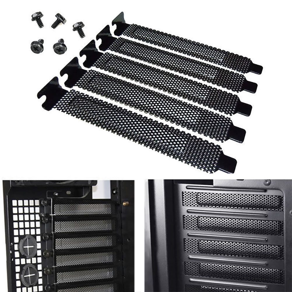 5Pcs Metal Heat Dissipation Computer PCI Slot Cover Dust Filter Blanking Plate