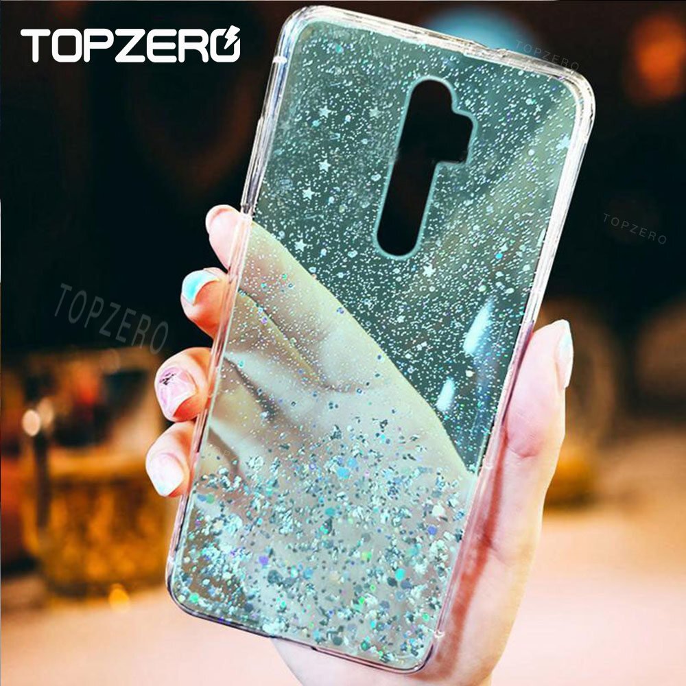 TOPZERO Luxury Bling Glitter Star Phone Case For OPPO A5 2020 Soft Silicone Back Cover Cases For OPPO A9 2020 Case