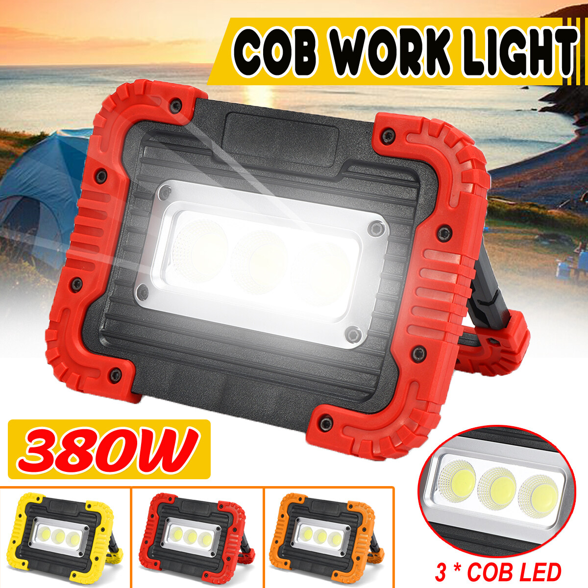 Rechargeable LED COB Work Light Camping Security Floodlight Emergency Lamp UK 