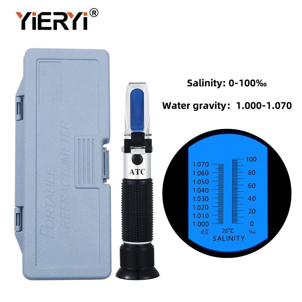 Yieryi 0-100‰ Salinity Refractometer 1.000-1.070sg Salinity Seawater 