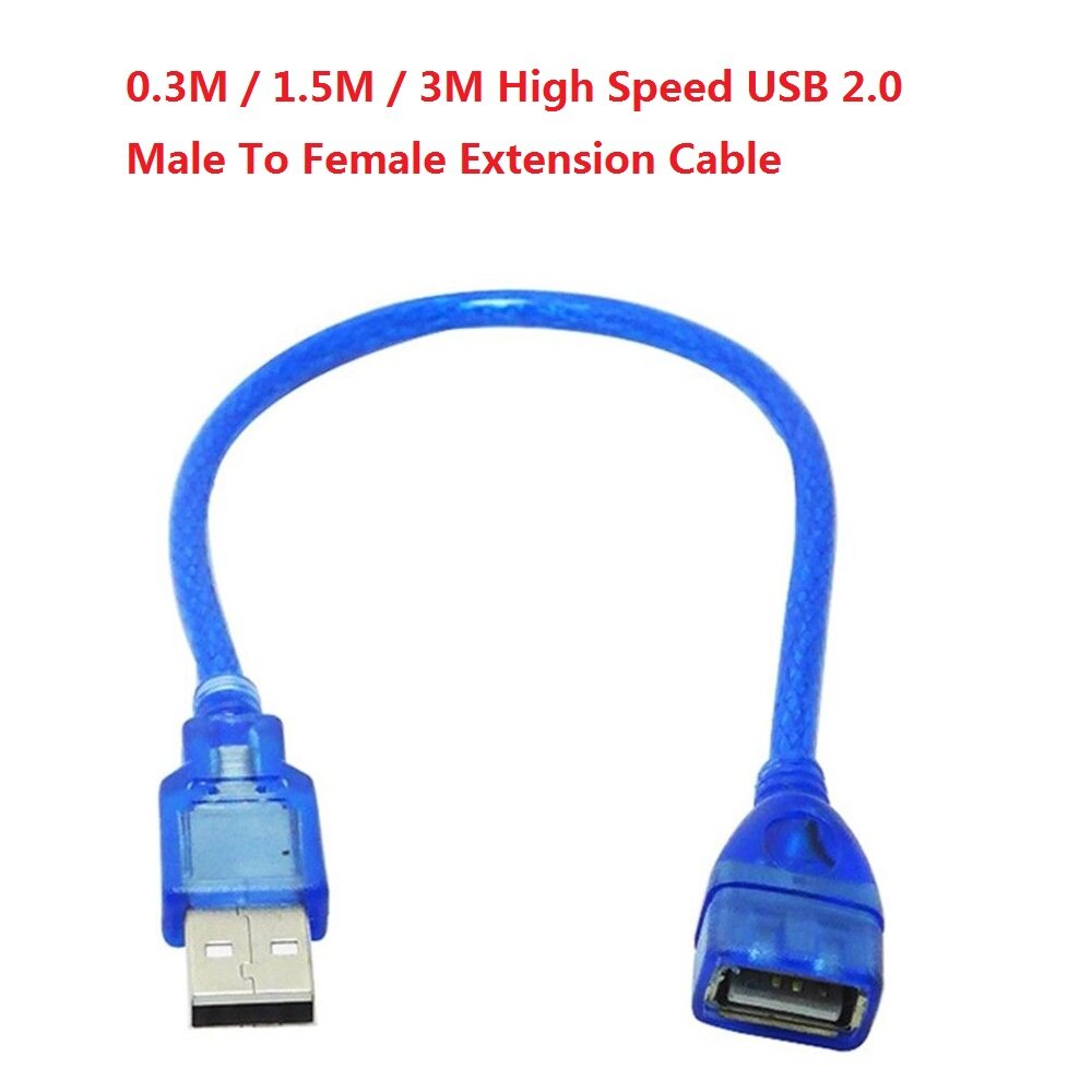 [SONGFUL] 0.3M / 1.5M / 3M Blue 480Mbps High speed USB 2.0 Extension Cable Male To Female Extension Cable Data Cord