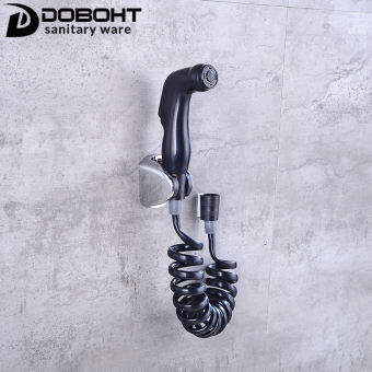 Doboht ห้องน้ำมือถือสเปรย์โถชำระล้างด้วยพีวีซีสายฝักบัวอาบน้ำผู้ถือ (สีดำ)