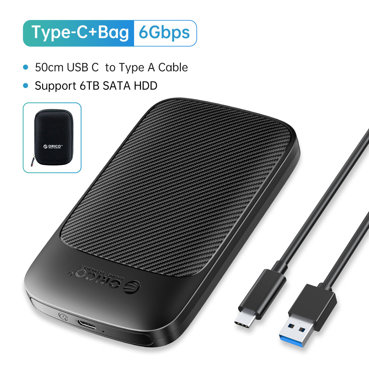 Orico usb3.1 6gbps hdd enclosure sata to type c hdd ssd hard drive enclosure support uasp for 7 - 9.5mm 2.5 inch ssd/hdd