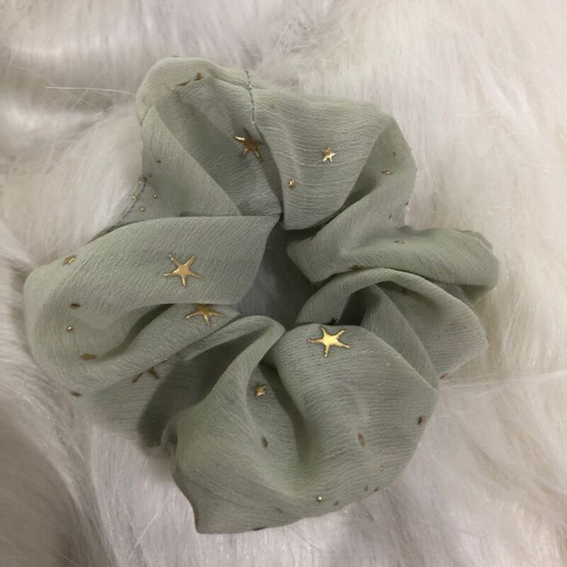 Faitolagi Fashion Star Flower Decor Women Scrunchies High Elastic Hair Ties Korean Style Ponytial Hair Ropes