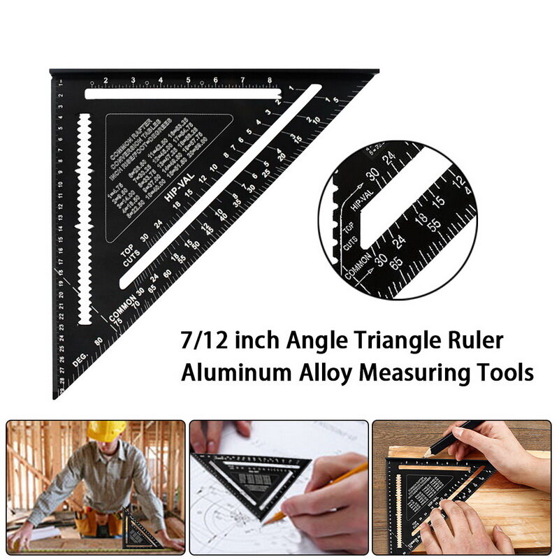 KIPRUN Thước Tam Giác Hợp Kim Nhôm 12 Inch Thước Đo Góc Thước Đo Vuông Hệ Mét Tốc Độ Để Xây Dựng Khung Gỗ Dụng Cụ Làm Đồ Gỗ