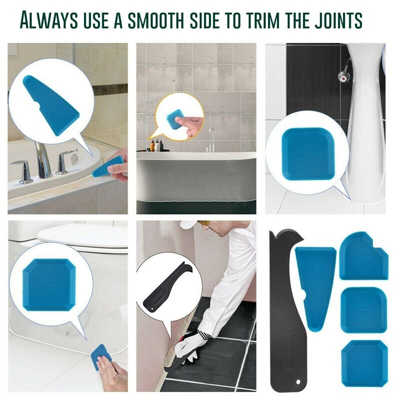 8Pcs Silicone Sealant Tool Caulk Remover Grouting Mastic Finishing