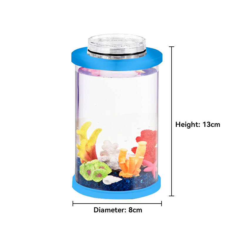 [Lovinland] Aquarium Tanks Betta Fish Tank Mini Acrylic Fish Tank Desktop Micro-view Viewing Aquarium Fish Tank (8*13cm)