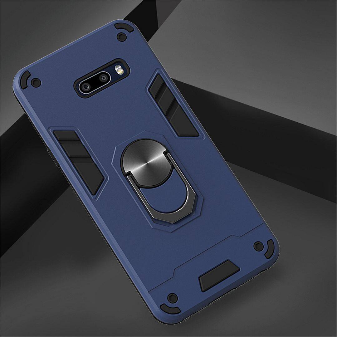 For LG G8X ThinQ (6.4 ) Case, 2in1 Soft Silicone TPU and Hard PC Shockproof Rotating Ring Bracket Support Stand Back Cover Phone Casing