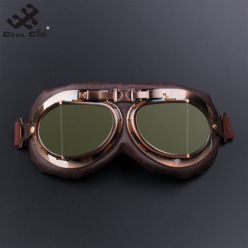 Circle Cool Motorcycle Goggles Glasses Vintage Motocross Retro Aviator Pilot Cruiser ATV UV Protection Goggles