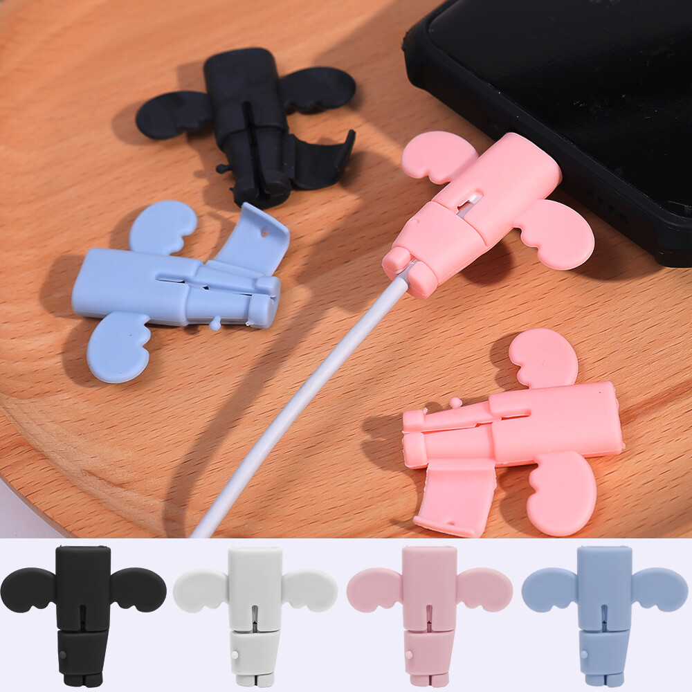 4 Ốp bảo vệ cáp dữ liệu Mini dễ thương Ốp bảo vệ tai nghe sạc điện thoại cuộn dây bền tay Cáp Silicon Chống Nứt Kiểu dáng thiên thần