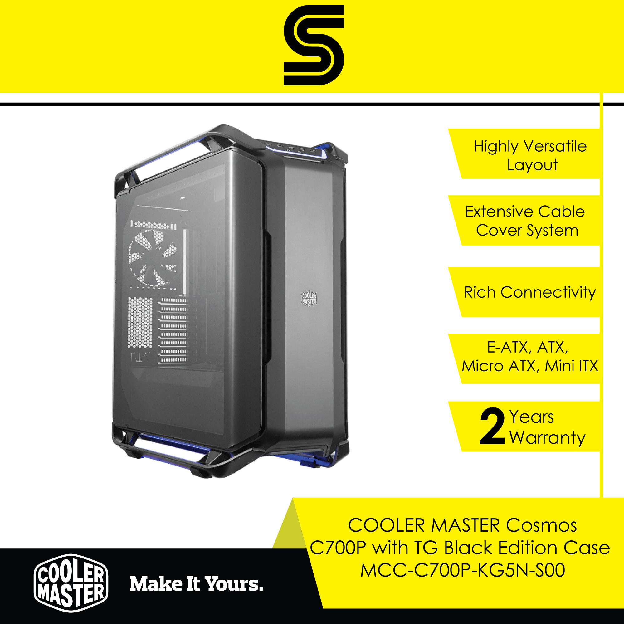 COOLER MASTER Cosmos C700P with TG Black Edition Case MCCC700PKG5N