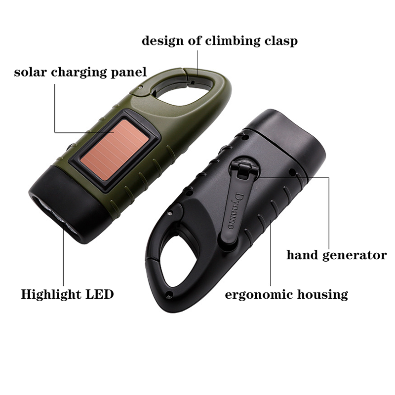 3 LED Flashlight, outdoor solar flashlight, hand power generation flashlight, Use solar panel power, 0.5W