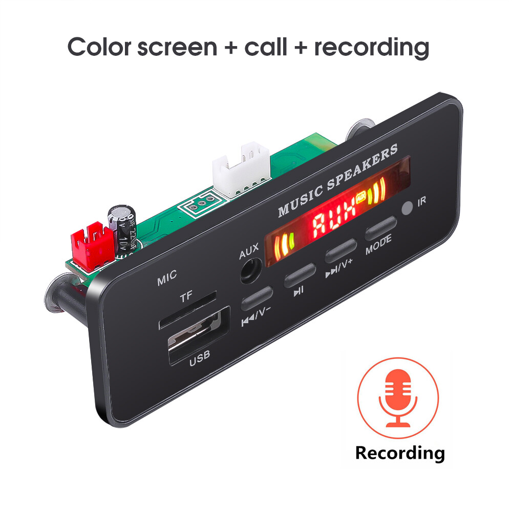 Wireless Bluetooth 5.0 Decoder Board Module MP3 Player 5-12V USB TF Card FM Radio AUX Hands-free Call Recording With Remote Control