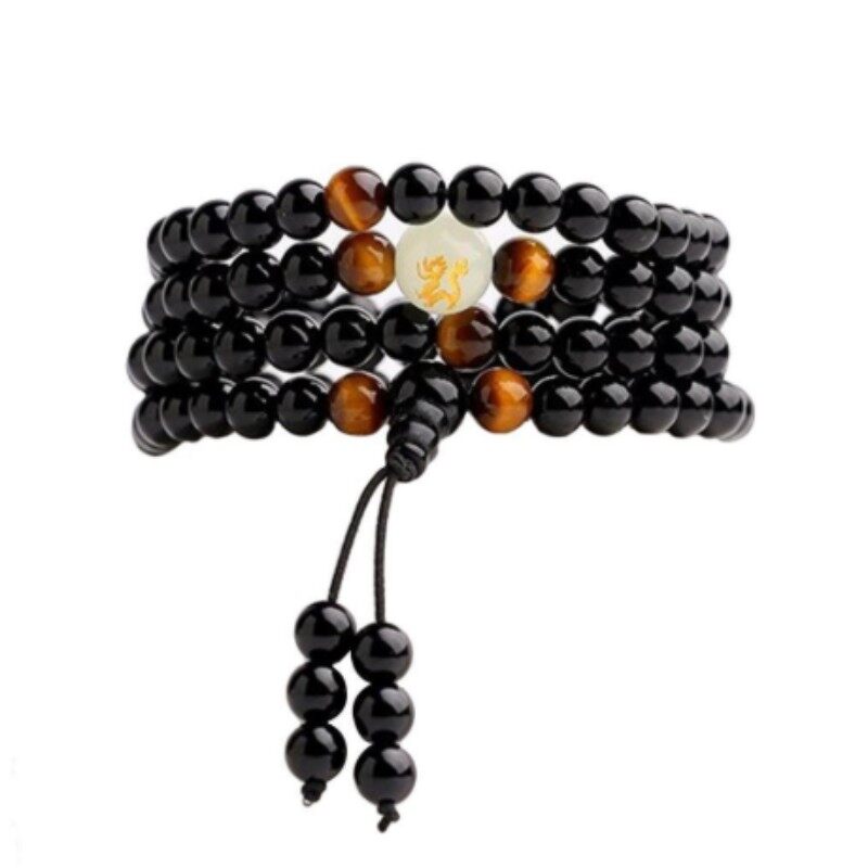 MSTIANQ Natural Obsidian Luminous Bead Couple Jewelry Personality Multilayer Couple Bracelet for Men Women