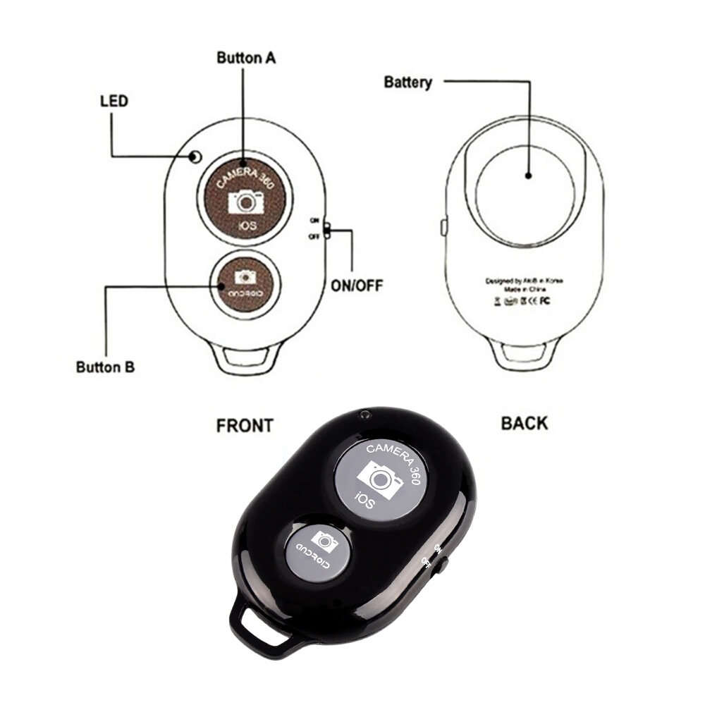 Elecity Bluetooth Remote Control Camera Shutter Wireless Selfie Button