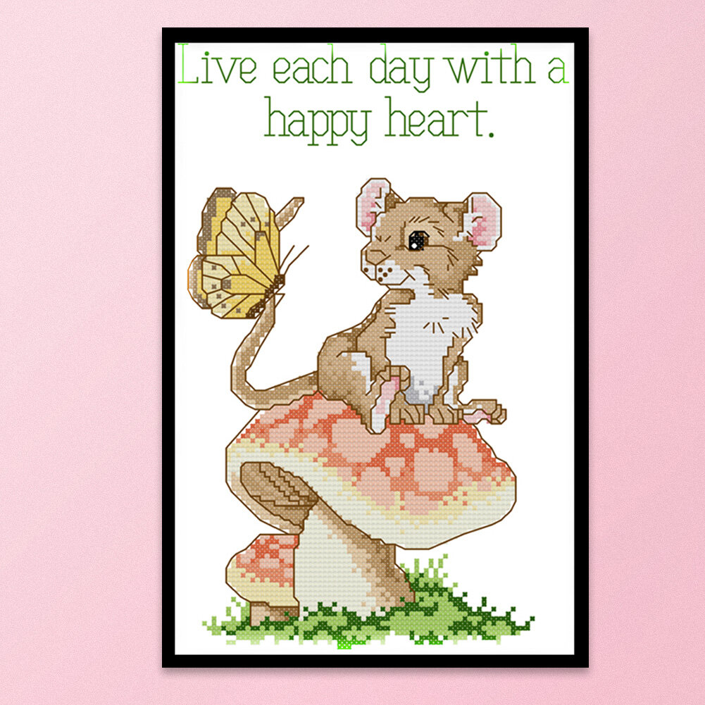 Cartoon Animal Ecological Cotton Stamped Cross Stitch Kits 14CT 