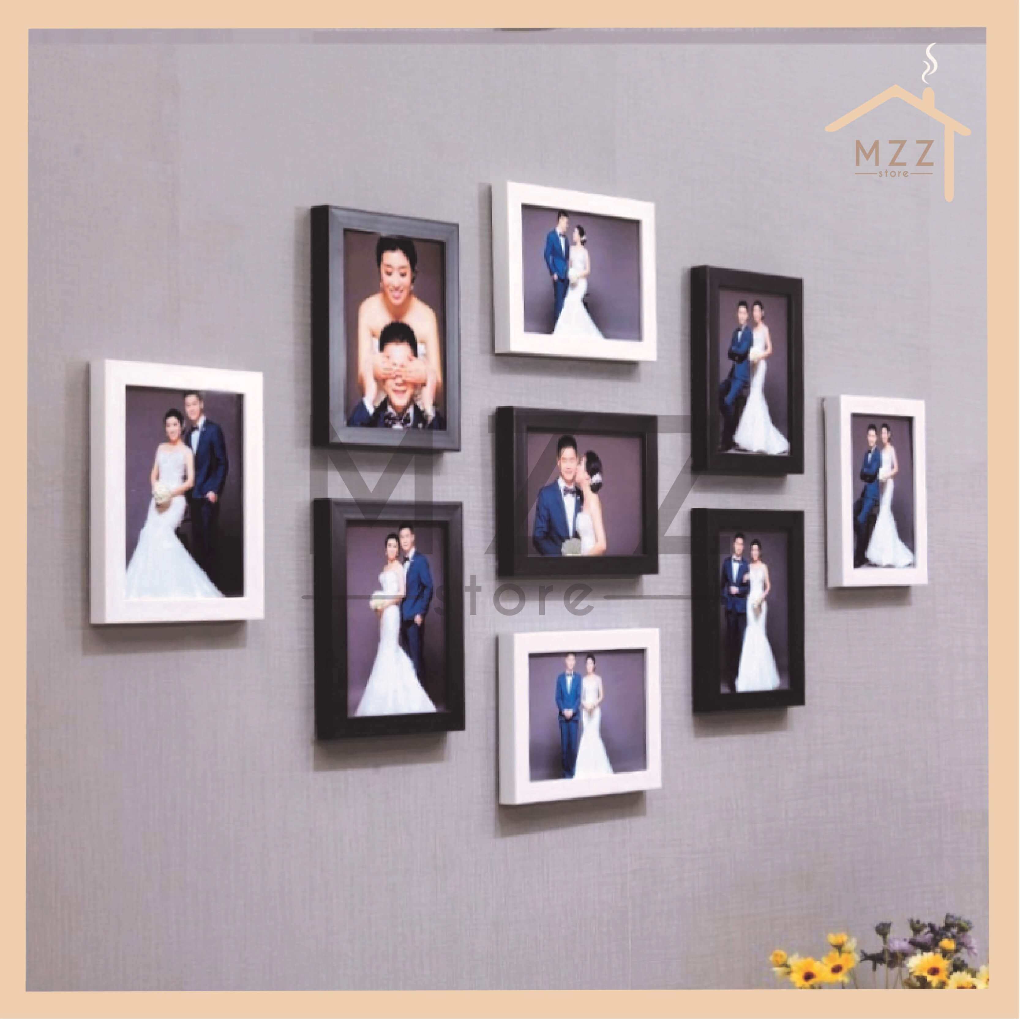 9 Bingkai Gambar Hiasan Dinding Diy Diy 9 Pcs Photo Frame Wall Decoration Wall Photo Frame Set Lazada