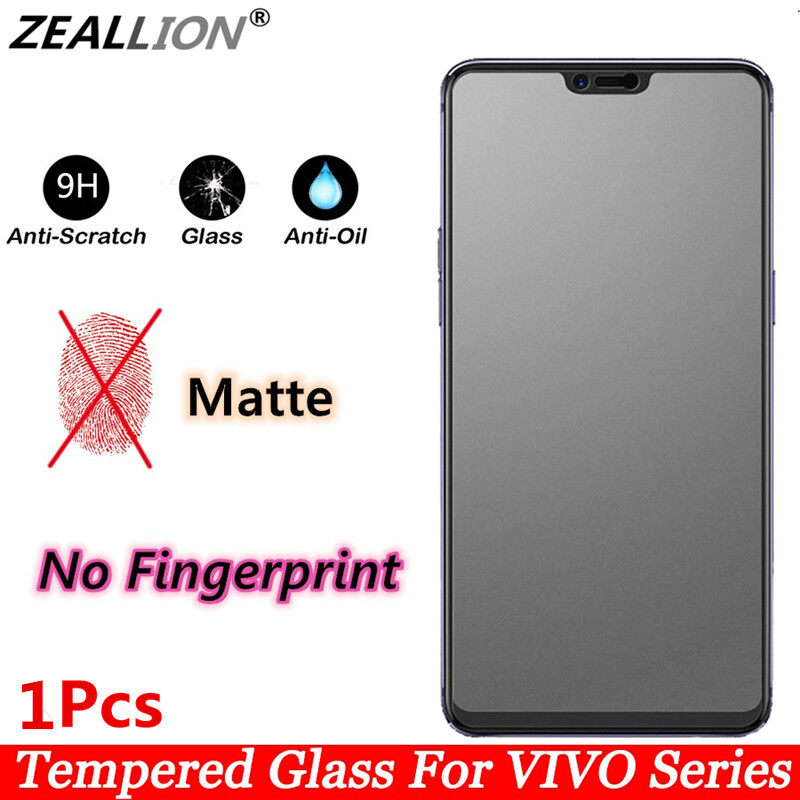 Zeallion 1Pcs Protection Film for [Vivo X20 X27 X30 V11 V17 Pro X6 X7 X9 Plus S5 U1 U3 Z6 Z5x Z3 Z3i Y9s Y97 Y95 Y91 Y85 Y83 Y75s Y73 Y71 Y70s Y55 Y53 Y50 Y30 Y3 Y19 Y17 Y12 IQOO 3] No Fingerprint Matte Tempered Glass Screen Protection Film