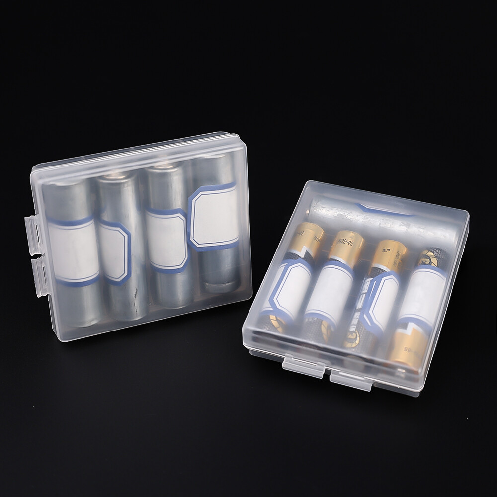 4Slots Hard Plastic Battery Storage Boxes AA /AAA Battery Holder Container Box With Clips
