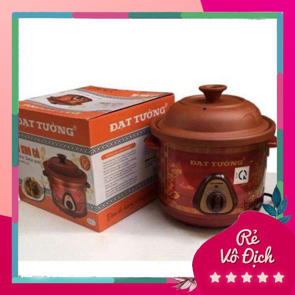 🍀Nồi Hầm Chậm- Kho Cá Đạt Tường Đất Nung 2,5L BH 12 Tháng