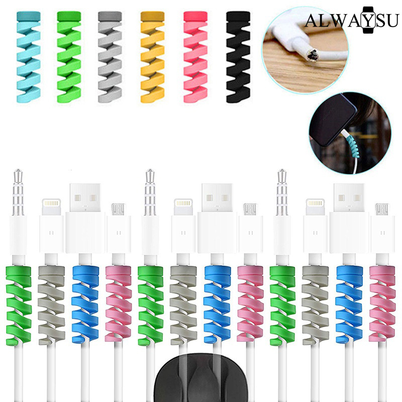6 cái bảo vệ cáp Máy cuộn ống chỉ cuộn dây tổ chức Bìa Tương thích với Iphone Samsung Xiaomi Huawei sạc USB Dây cáp