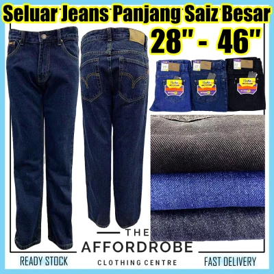 28-46inci Seluar Jeans Panjang Luis Denim Saiz Besar Straight Cut/Big Size Jeans Plus Size Jins