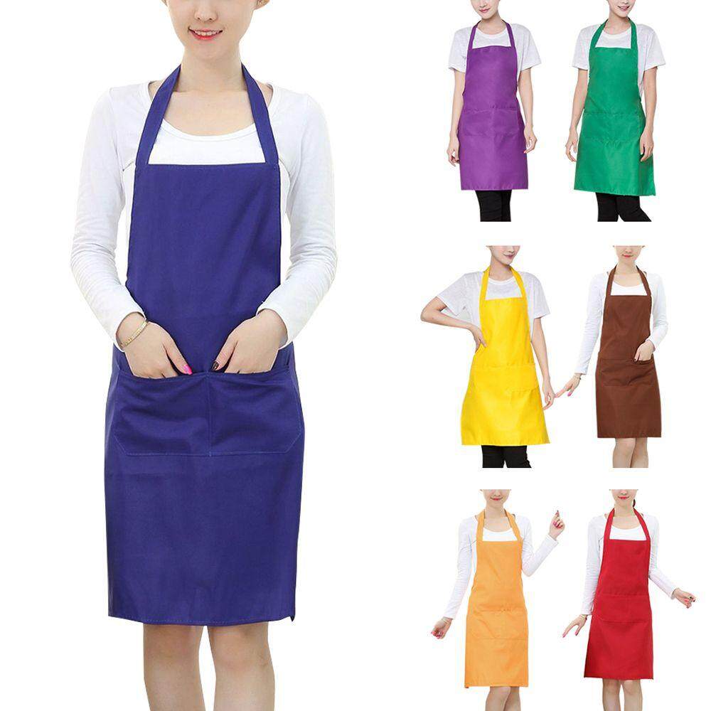 New Women Fashion Anti-oil Cooking Kitchen Restaurant Apron With 2 Pockets Dress