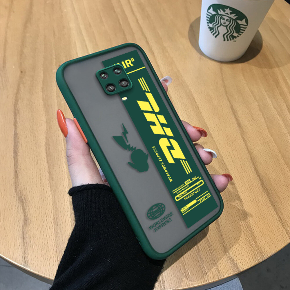 Ốp Hontinga Cho Xiaomi Redmi Note 9S Note 9 Note 9 Pro Ốp Lưng Cứng Bảo Vệ Máy Ảnh Toàn Thân Nhãn Pikachu Không Khí DHL Express