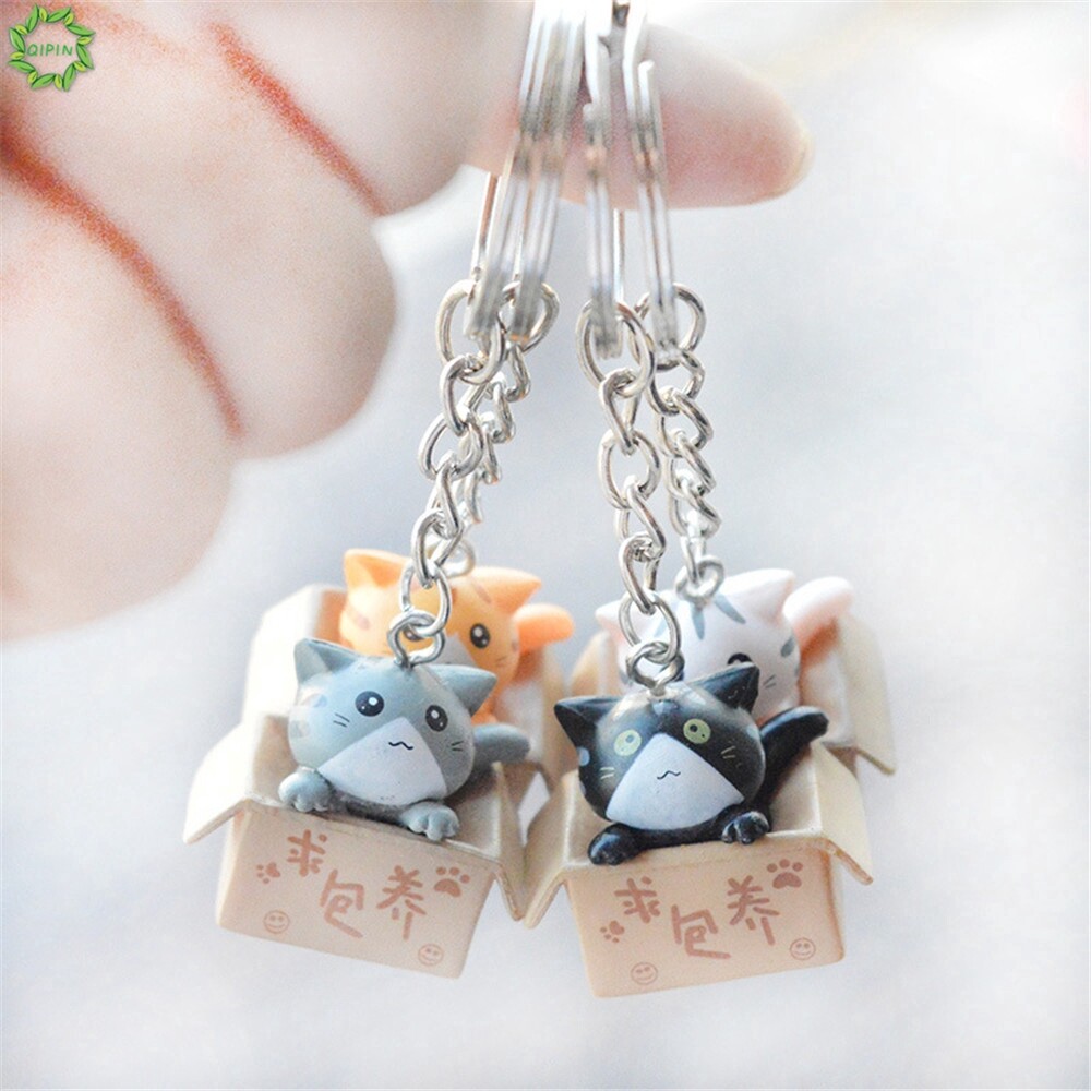 sanhe Cute Seeking Cats Pendant Key Ring Keychain Cartoon Couple Creative Gift Bag Accessories