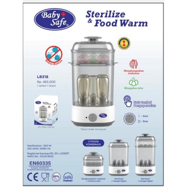 Baby Safe Sterilizer Food Warm LB318, Sterilize botol susu