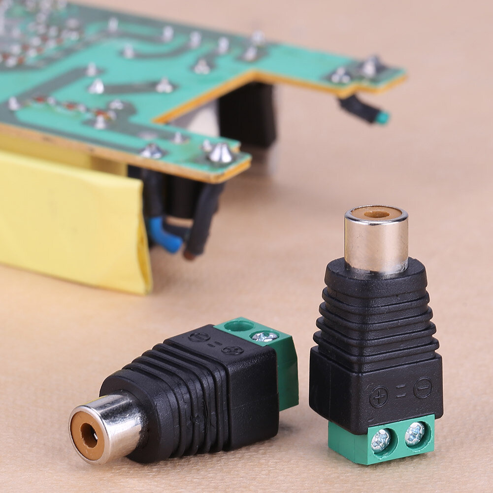 2pcs Speaker Wire Cable to Audio Male RCA Connectors Adapters Jack Plug