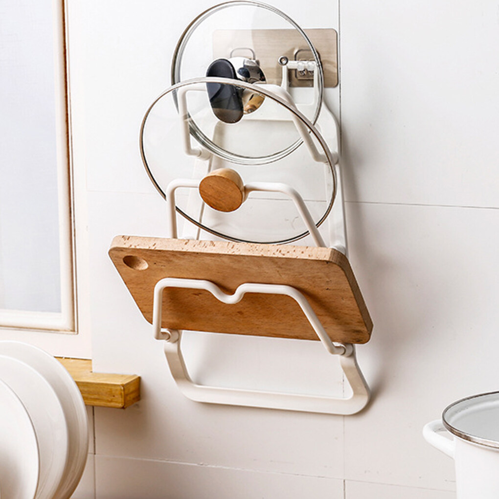 DIY Kitchen Pan Cover Lid Rack Kitchen Chopping Board Wall Shelf Racks