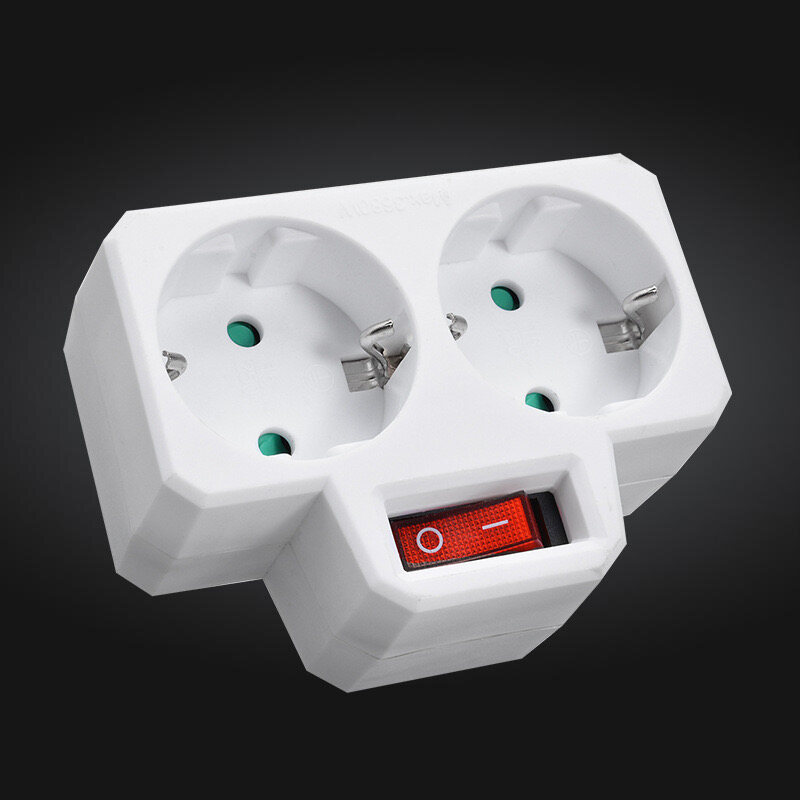 16A CE Đồng EU Đức tường Bộ chuyển đổi mở rộng cắm với công tắc điện, 1 để 2 EU Schuko ổ cắm với an toàn màn trập Ổ cắm kéo dài