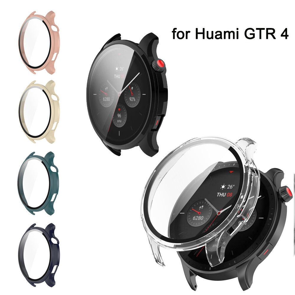 Ultra Thin Hard PC Case Tempered Glass Screen Protector Protective Cover For Huami Amazfit GTR4/GTR4 Pro