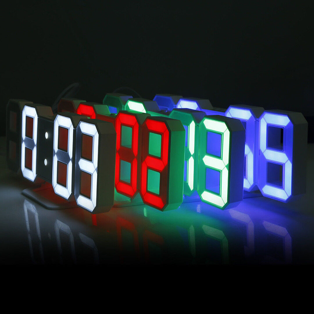 BOKALI 3 Brightness 3D Digital LED Wall Alarm Clock Snooze 12/24 Hour Display USB