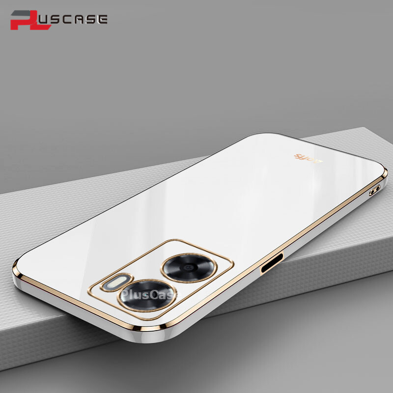 PlusCase for OPPO A57 4G A77s 6D Plating Soft Case Lens Protector Square Frame Silicone Glossy Shockproof Phone Back Cover