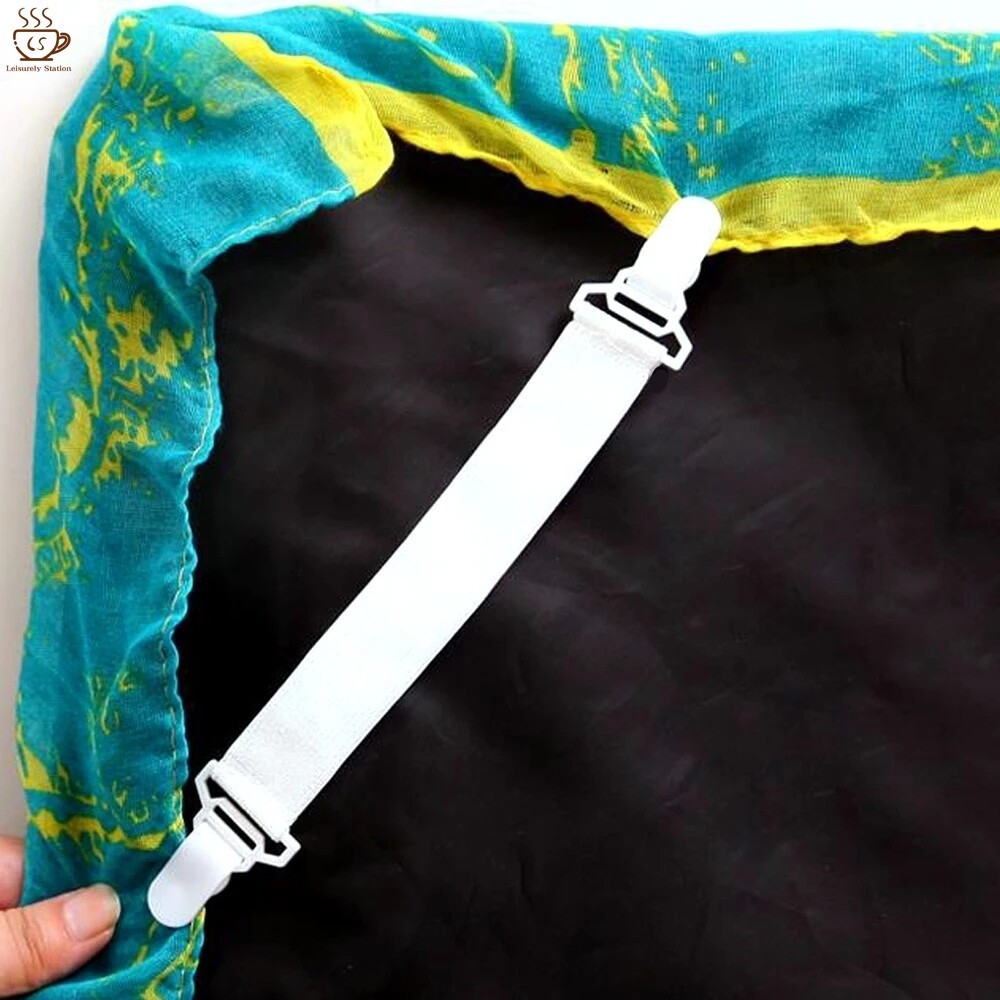4 Pcs Triangle Bed Sheet Clips/Adjustable Bed Sheet Mattress Cover Bed Fasteners Set Elastic Buckle