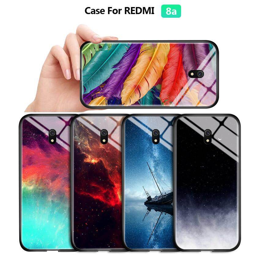 Honinga Dành Cho Xiaomi Redmi 8A Ốp Lưng Ốp Lưng Aurora Galaxy Space Sky Gradient, Ốp Lưng Điện Thoại Bằng Kính Cường Lực Chống Sốc Ốp Lưng