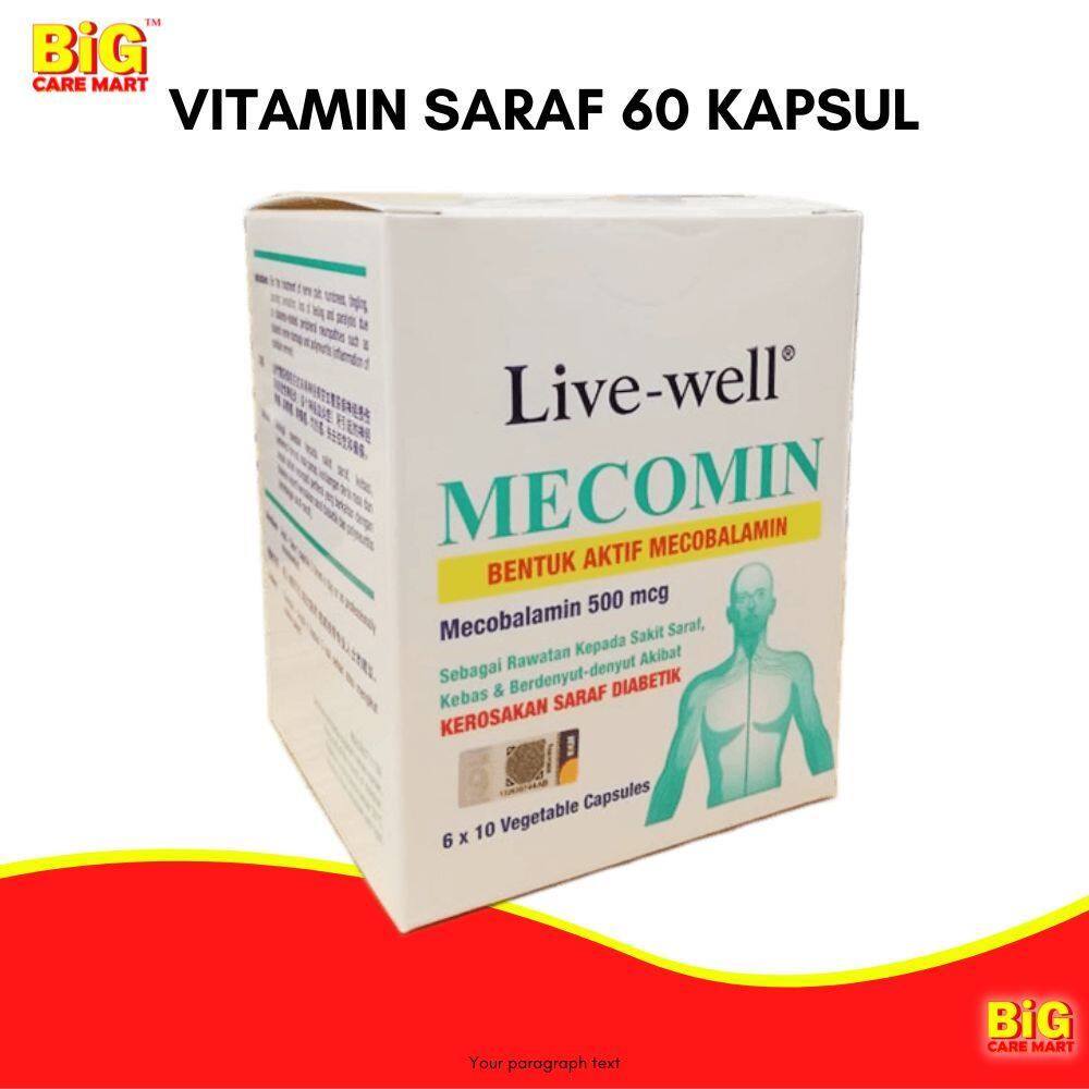 LIVE WELL Vitamin B12 Mecobalamin 500MCG 60s Nerve Supplement