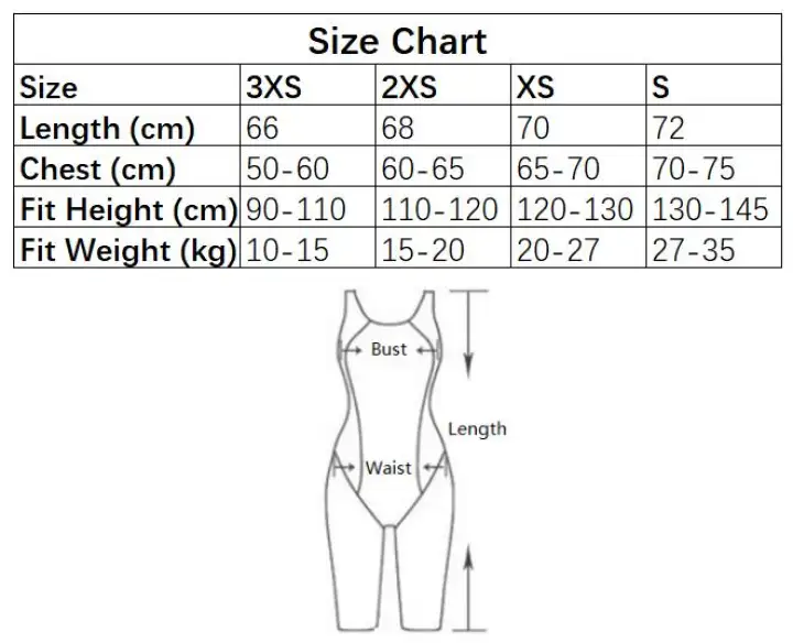 girls speedo size chart