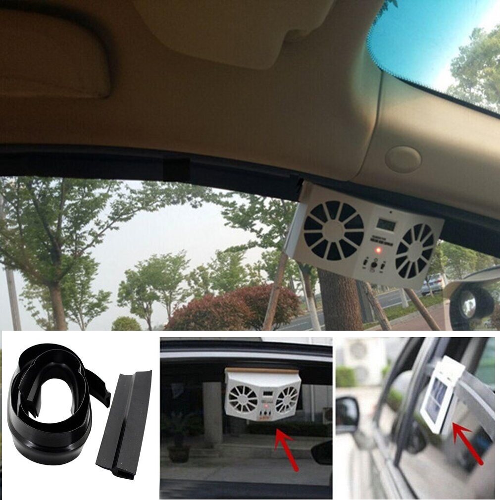 Car Radiator,Eliminate The Peculiar Smell Inside The Car and Can Be Used for General Types of Cars White Solar Powered Car Exhaust Fan Newest USB Solar Powered Car Ventilator 