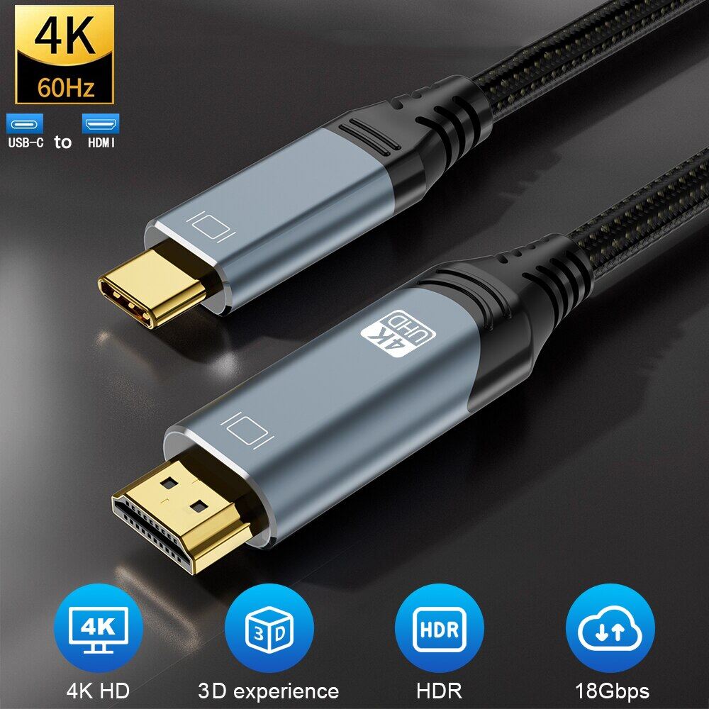 Usb c to hdmi cable 8k type c to hdmi 2.1 cable 8k 60hz 4k 120hz 48gbps thunderbolt 3/4 adapter for macbook pro air ipadpro hdtv