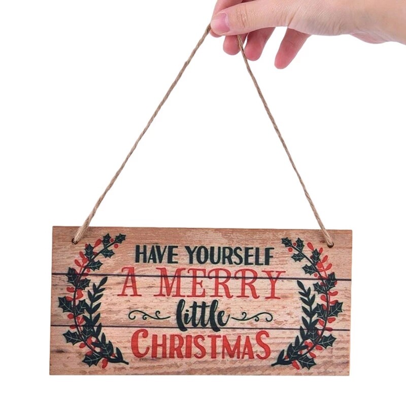 2022 New Year Wooden Door Hanging Sign Christmas Tree Ornament Christmas Decoration for Home Wooden Pendant Gift